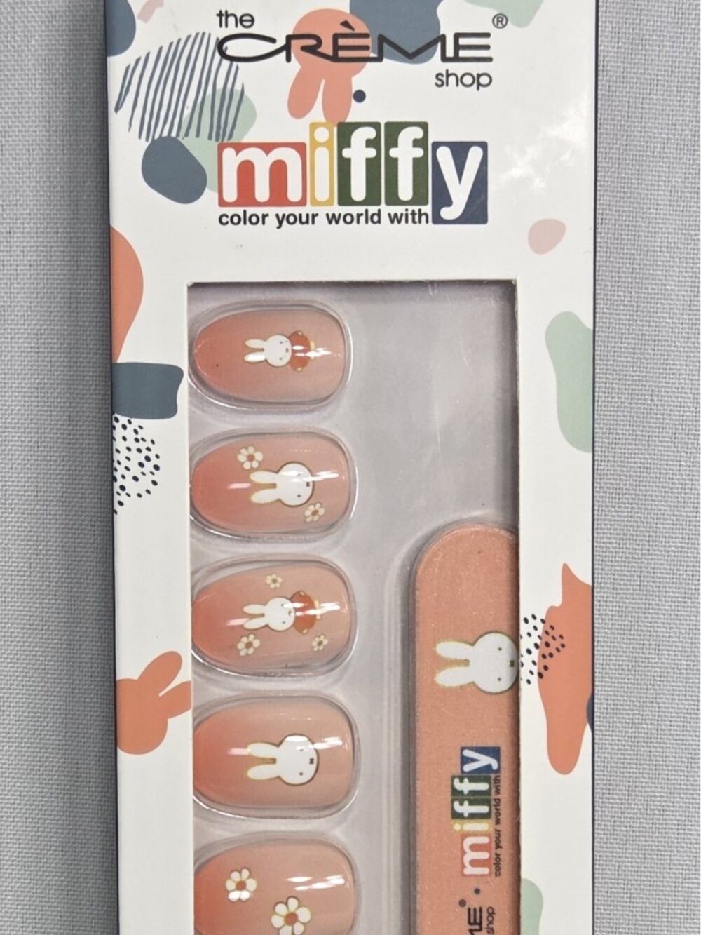 The Creme Shop Miffy Press On Nails Peach Aura Medium Squoval Manicure Set New